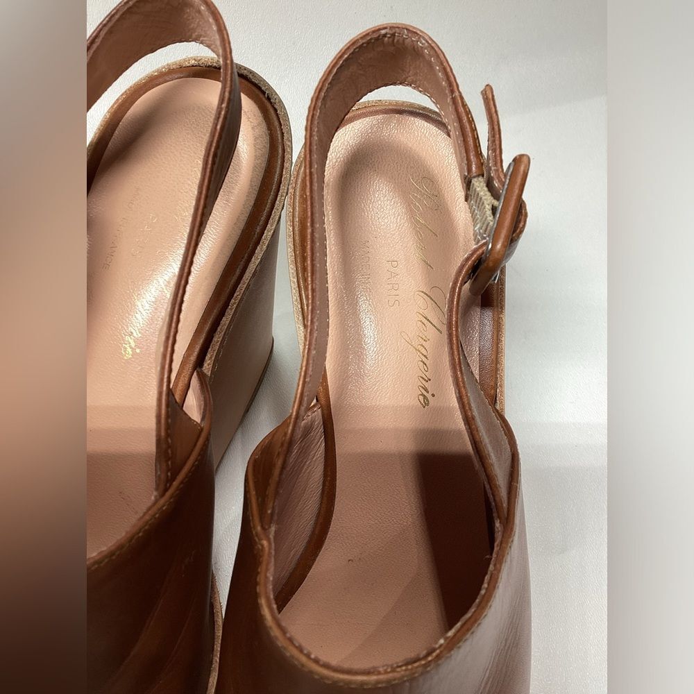 Robert Clergerie French' Brown ‎ Leather Ankle Strap Cognac Leather Heels EU 37 - Picture 12 of 16